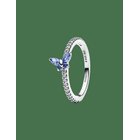 PANDORA Butterfly Sterling Silver Ring With Cornflower Blue Crystal And Clear Cubic Zirconia - BLUE - 54