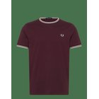 FRED PERRY Twin Tipped T-Shirt - OXBLOOD/ECRU - M