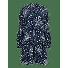 FRENCH CONNECTION Thea Lizzie Dropped Waist Dres - NAVY/PORCELAIN CREAM - XL