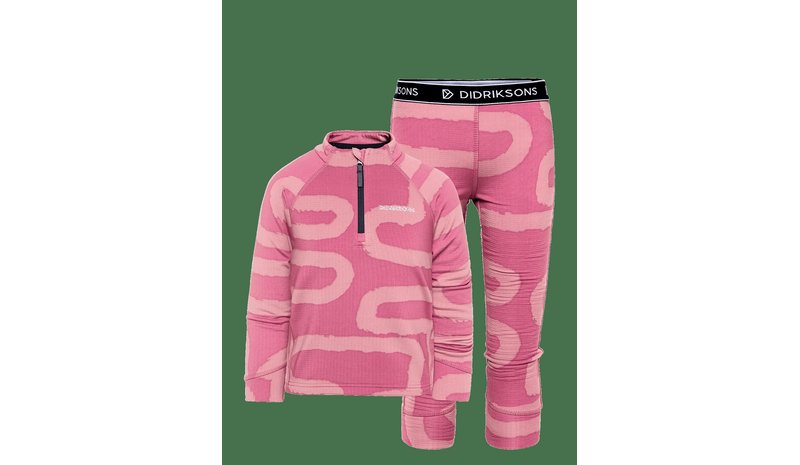 DIDRIKSONS Jadis Printed Kids' Set - PATH HEATHER PINK - 80 – kuva 1/2