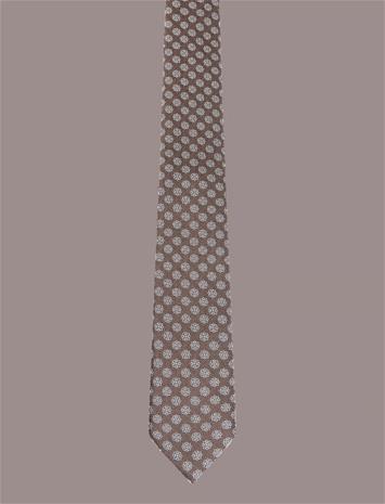 LINDBERGH Polyester Tie With Pattern 7 Cm - BROWN - One Size