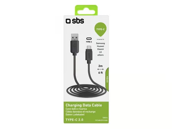 SBS TECABLETC220K USB-A - USB-C Cable 2 m - Black – kuva 4/4