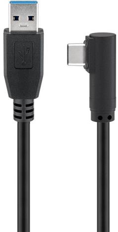 Pro USB-C™ to USB A 3.0 cable 90° black 1m