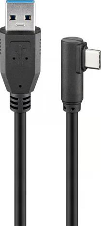 Pro USB-C™ to USB A 3.0 cable 90° black 1m