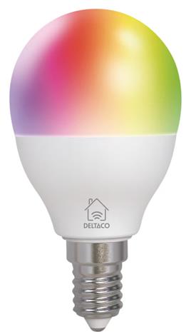 Deltaco Smart LED -lamppu, E14, RGB, WiFi, 4.9W