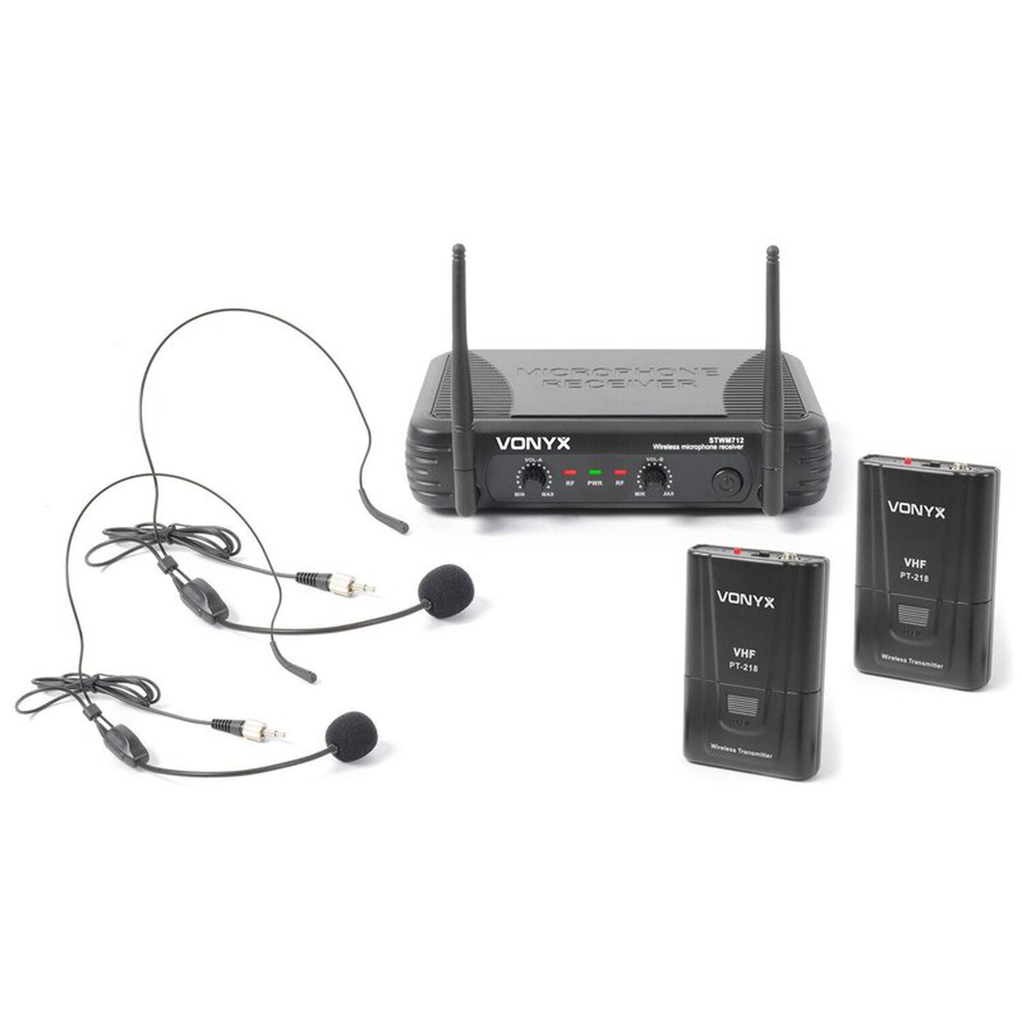 Vonyx STWM712H 2-kanavainen VHF langaton kuulokemikrofonijärjestelmä