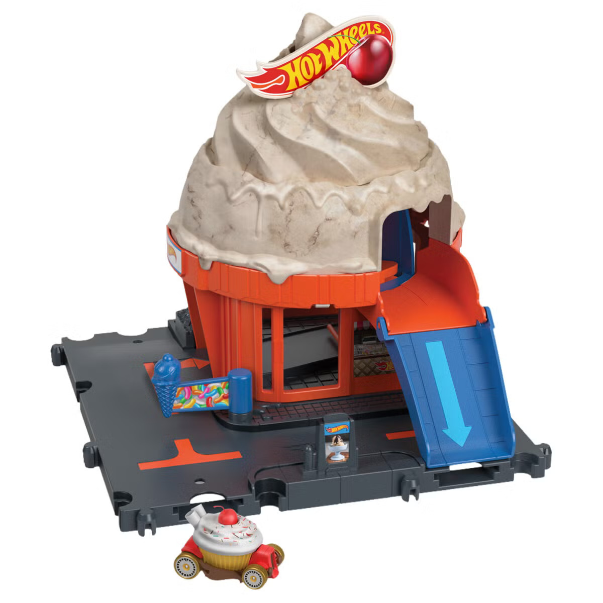 Hot Wheels City Downtown Leikkisetti autolla, yli 4-vuotiaille