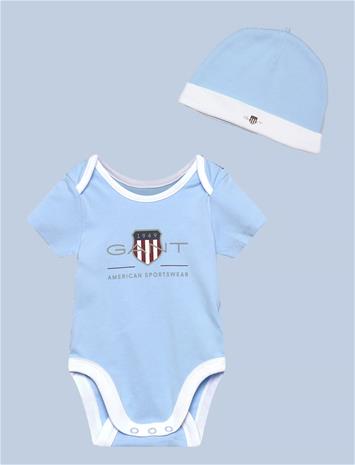 Gant Kids Ss Romper And Hat Set - Blue - 98