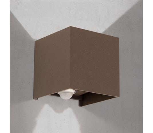 LED-ulkoseinävalaisin Cube-S, corten, metalli, anturi – kuva 3/3