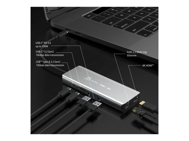 J5 Create USB4 8K MULTI-PORT HUB SPACE - GREY