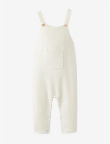 MANGO Long Knitted Dungarees - LT PASTEL BROWN - 68