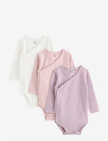 LINDEX 3-Pack Solid Wrap Bodysuits - LIGHT DUSTY LILAC - 68