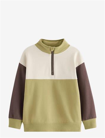 LINDEX Sweatshirt With Half-Zip - KHAKI - 110