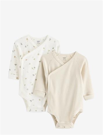 LINDEX 2-Pack Ribbed Wrap Bodysuits - LIGHT DUSTY WHITE - 50