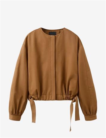 MANGO Lyocell Jacket With Elastics - BROWN - M