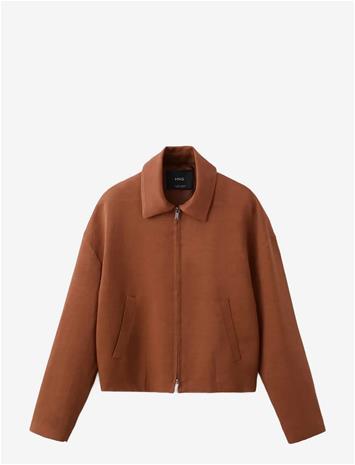 MANGO Linen-Blend Jacket With Pockets - RUST - COPPER - M
