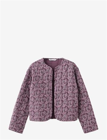 MANGO Reversible Printed Quilted Jacket - PURPLE - S