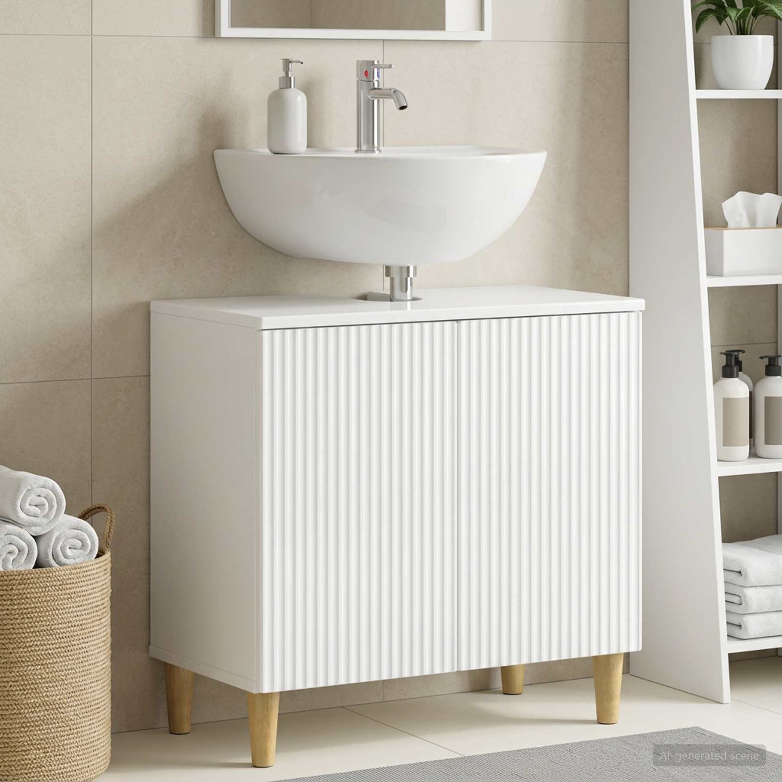 vidaXL Kylpyhuoneen allaskaappi ARNHEM Korkeakiiltoinen valkoinen