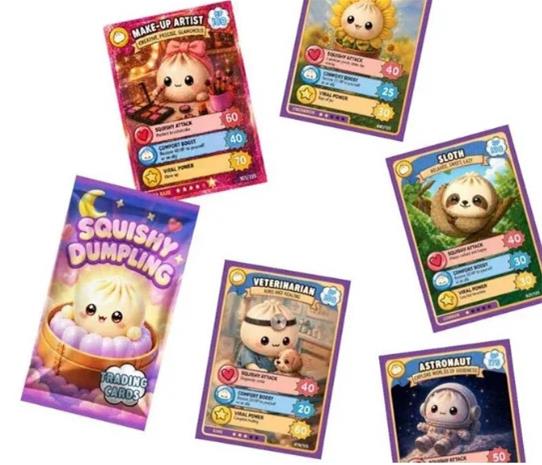 Squishy Dumplings Keräilykortit 5-pack Lajitelma – kuva 2/2