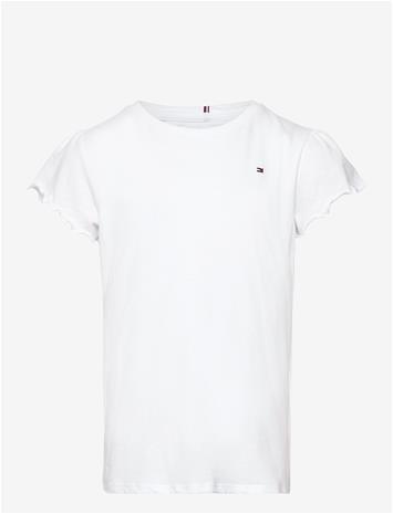 TOMMY HILFIGER Essential Ruffle Sleeve Top Ss - WHITE - 128