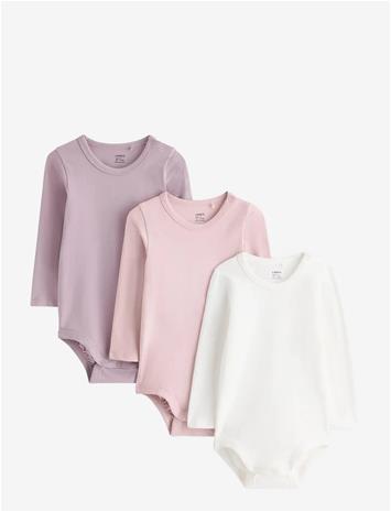 LINDEX 3-Pack Bodysuits - LIGHT DUSTY LILAC - 80