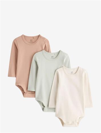 LINDEX 3-Pack Bodysuits - LIGHT KHAKI - 86