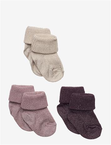 MP DENMARK Ida Glitter Socks - 3-Pack - MAUVE SHADOWS - 15/16