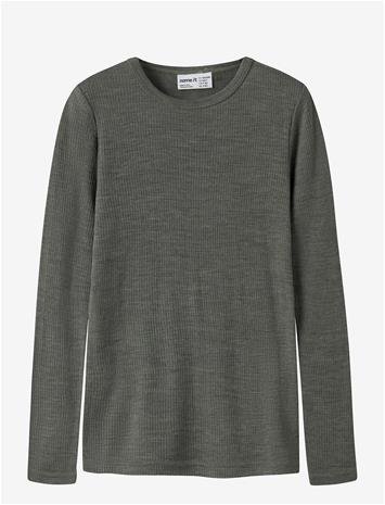 NAME IT Nknwax Wool Rib Ls Top - MULLED BASIL - 116