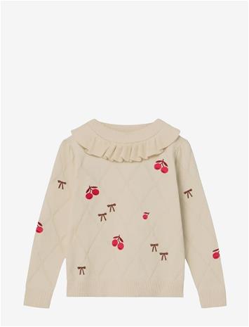 FLIINK Nova Embr. Ruffle Pullover - SANDSHELL - 80/86