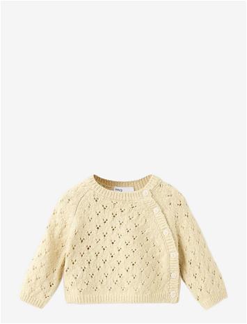 MANGO Openwork Knit Sweater - MEDIUM YELLOW - 56