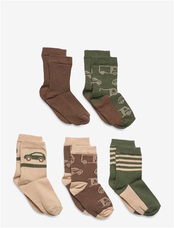 MINYMO Sock W. Pattern (5-Pack) - COCOA BROWN - 31\34