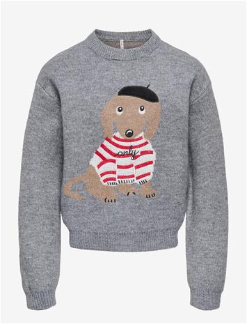 KIDS ONLY Kogteddy L/S Pullover Knt Noos - MEDIUM GREY MELANGE - 122-128