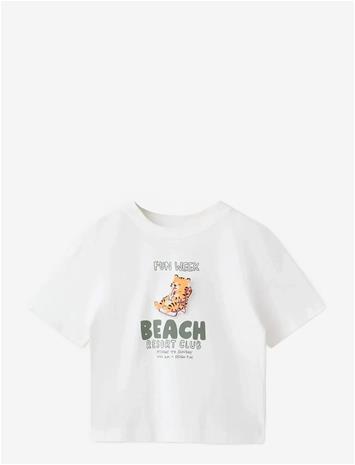 MANGO Printed Cotton-Blend T-Shirt - WHITE - 104