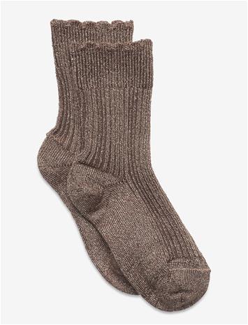 MP DENMARK Celosia Glitter Socks - BROWN SIENNA - 29/32