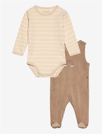 FIXONI Body Ls W.velour Romper - DUNE - 62
