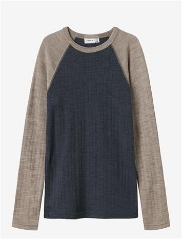 NAME IT Nkmwang Wool Needle Ls Top Solid - OMBRE BLUE - 122-128