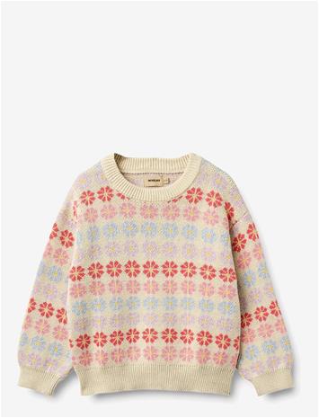 WHEAT Jacquard Pullover Harlow - SANDSHELL FLOWERS - 104