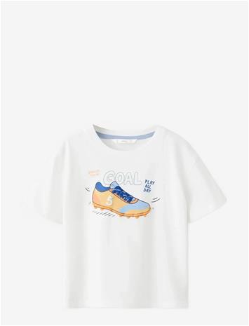 MANGO Printed Cotton-Blend T-Shirt - WHITE - 92