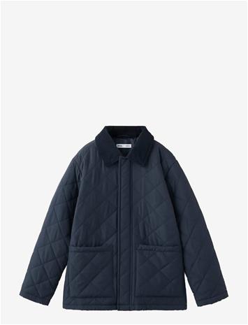 MANGO Quilted Jacket With Corduroy Collar - NAVY - 122