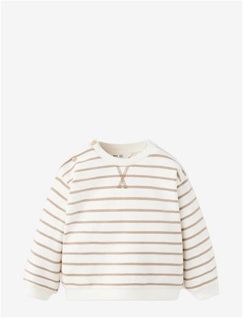 MANGO Striped Cotton-Blend Sweatshirt - NATURAL WHITE - 74