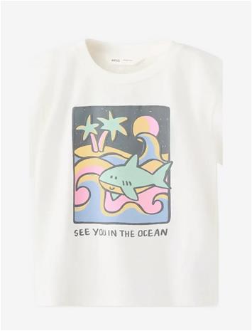 MANGO Printed Cotton-Blend T-Shirt - WHITE - 86