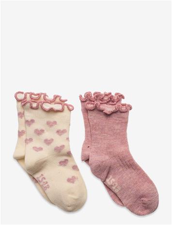 MINYMO Socks W. Lettuce Edge (2-Pack) - LIGHT ROSE - 19\22