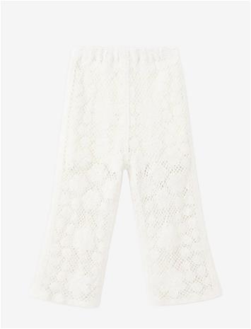MANGO Straight Crochet Trousers - LIGHT BEIGE - 116