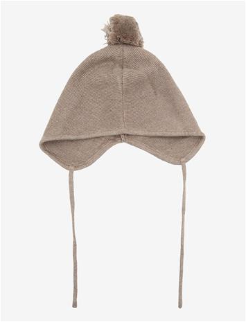 MANGO Knitted Bonnet With Pompom - MEDIUM BROWN - 6-9M
