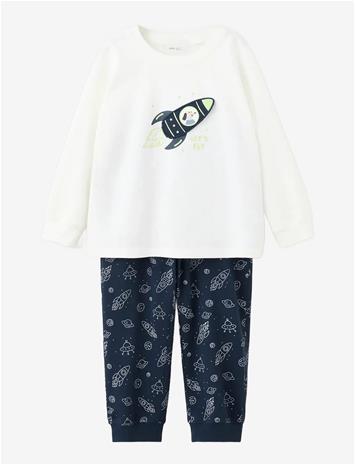 MANGO Space Printed Long Pyjamas - NAVY - 98