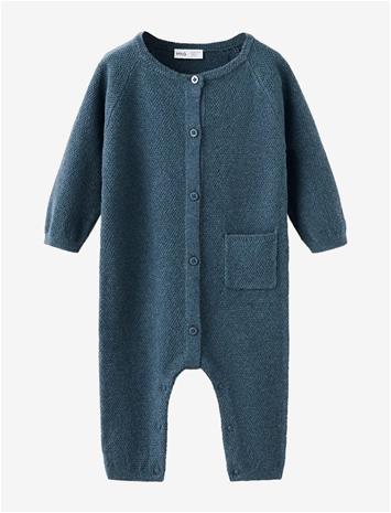 MANGO Buttoned Long Jumpsuit - DARK BLUE - 80