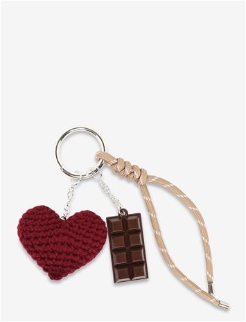 MANGO Charms Key Ring - DARK RED - One Size