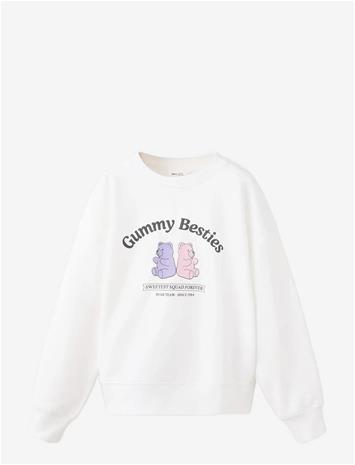 MANGO Printed Cotton Sweatshirt - NATURAL WHITE - 140 – kuva 3/3