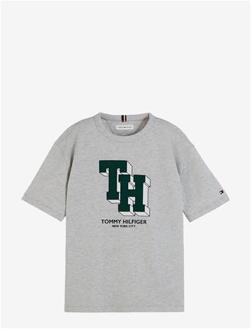 TOMMY HILFIGER Th Logo Tee - HEATHER GREY - 176