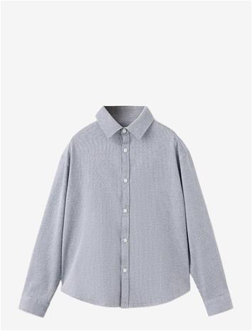 MANGO Check Cotton Shirt - GREY - 164